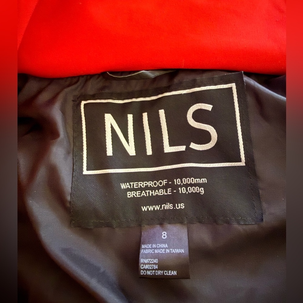 NILS Red Quilted Ski Jacket Fur Hood Waterproof Womens Winter Coat Size 8 - Picture 8 of 9